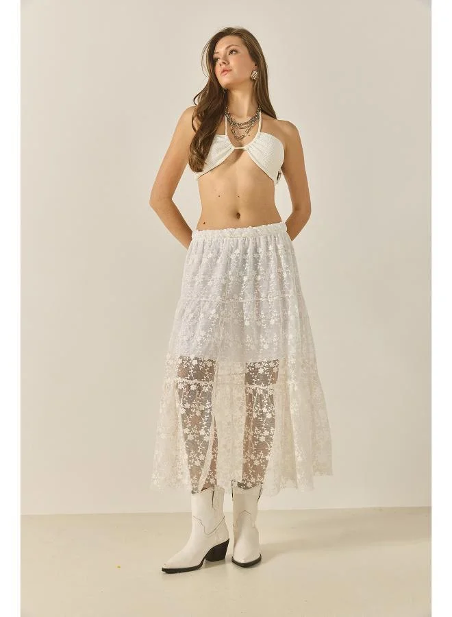 Ginger  Lace Detail A Line Skirt for Women | Best Price UAE