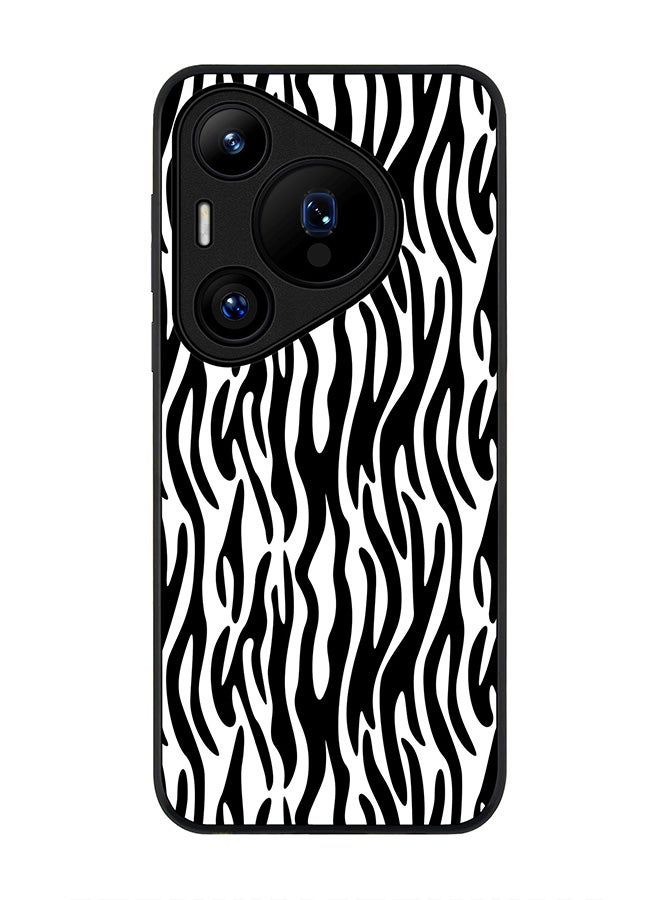 Stylizedd Rugged Black edge case for Huawei Pura 70, Slim fit Soft Case Flexible Rubber Edges Anti Drop TPU Gel Thin Cover -  Zebra Stripes - Image 1