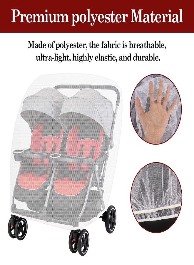 Klmnop Double Stroller Rain Cover & Mosquito Net 2-Piece Set, Universal Stroller Cover for Side by Side Strollers, All-Weather Windproof Waterproof Protection for Outdoor Travel(Clear) - Image 4