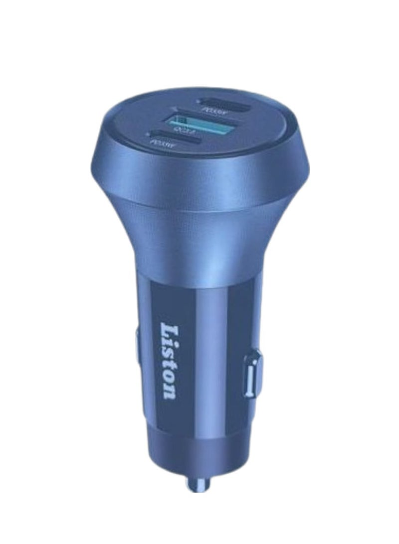 شاحن سيارة سريع عالي الطاقة Liston LR-489 - إجمالي خرج 84 وات مع منفذي USB-C لتوصيل الطاقة (PD) ومنفذ شحن سريع 3.0، شحن آمن متعدد الأجهزة للهواتف والأجهزة اللوحية والمزيد