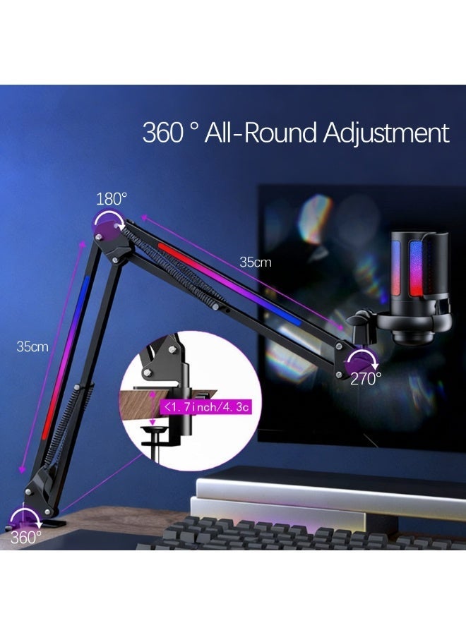 Joshberg Microphone Specific Bracket RGB Light Effect Cantilever Bracket Anchor Desktop Foldable - Image 3