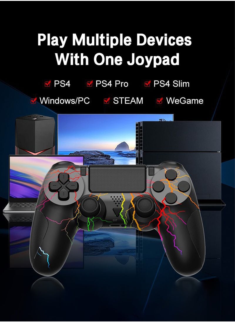LEOKOR - لوحة ألعاب Ps4، لوحة ألعاب لاسلكية بزر ندفة الثلج، ضوء RBG، جيروسكوب بصري، لوحة ألعاب PS4 بلوتوث، مناسبة لأجهزة PS4/PS4Pro/PS4Slim/PC والأجهزة الأخرى - Image 1