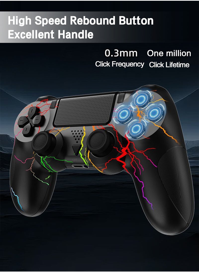 LEOKOR - لوحة ألعاب Ps4، لوحة ألعاب لاسلكية بزر ندفة الثلج، ضوء RBG، جيروسكوب بصري، لوحة ألعاب PS4 بلوتوث، مناسبة لأجهزة PS4/PS4Pro/PS4Slim/PC والأجهزة الأخرى - Image 1