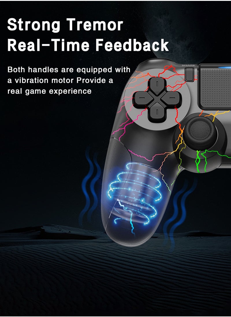 LEOKOR - لوحة ألعاب Ps4، لوحة ألعاب لاسلكية بزر ندفة الثلج، ضوء RBG، جيروسكوب بصري، لوحة ألعاب PS4 بلوتوث، مناسبة لأجهزة PS4/PS4Pro/PS4Slim/PC والأجهزة الأخرى - Image 1