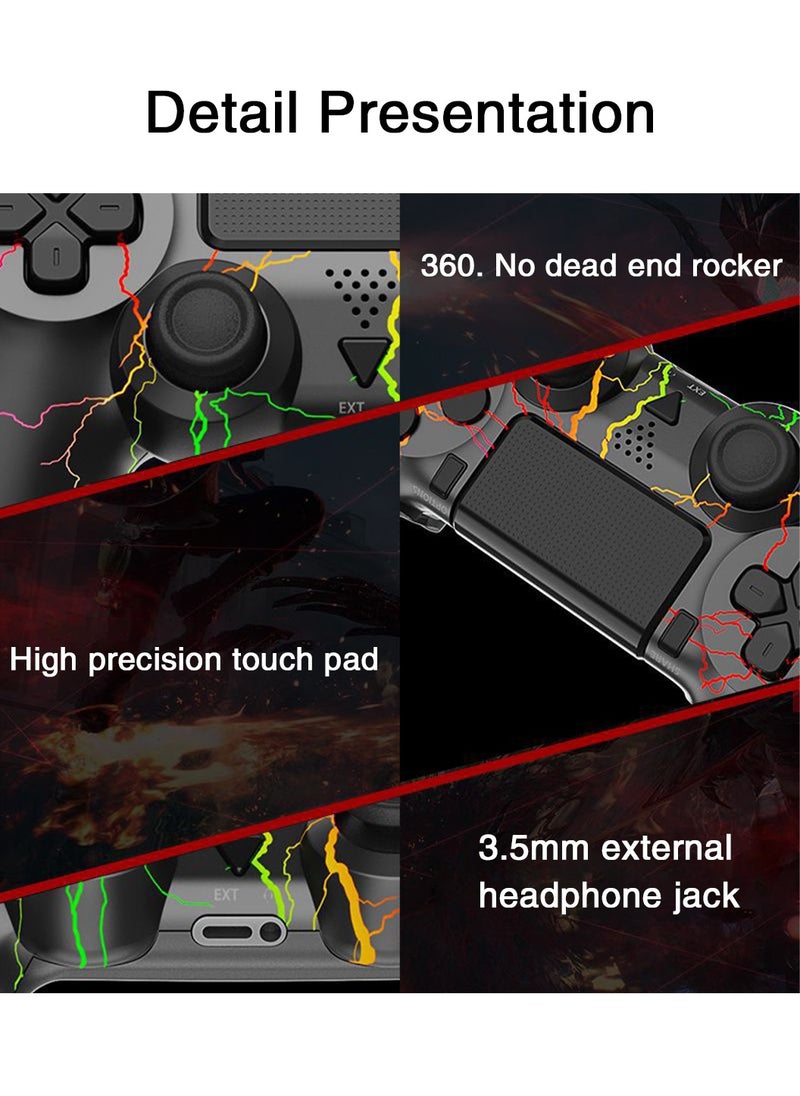 LEOKOR - لوحة ألعاب Ps4، لوحة ألعاب لاسلكية بزر ندفة الثلج، ضوء RBG، جيروسكوب بصري، لوحة ألعاب PS4 بلوتوث، مناسبة لأجهزة PS4/PS4Pro/PS4Slim/PC والأجهزة الأخرى - Image 1