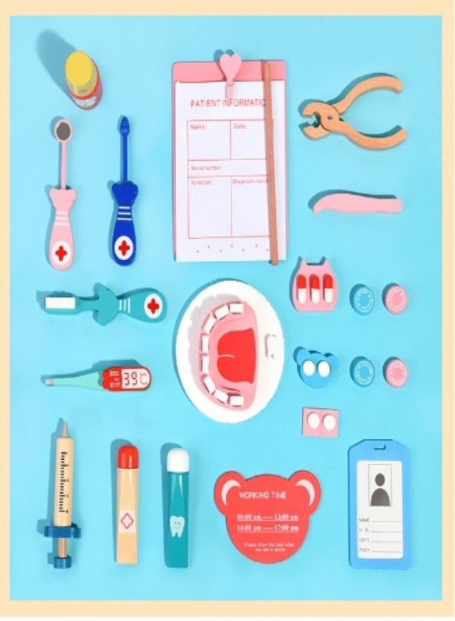 كيفن مجموعة ألعاب التخيل الخشبية لطبيب الأسنان مجموعة لعب طبيب أسنان ممتعة للأطفال، مجموعة لعب الطبيب مع حقيبة تخزين طبية، ألعاب طبيب أسنان رائعة مع ملحقات كاملة، مجموعة لعب تحت عنوان الرعاية، لعبة لعب الأدوار التعليمية، آمنة للعب الأطفال - Image 5