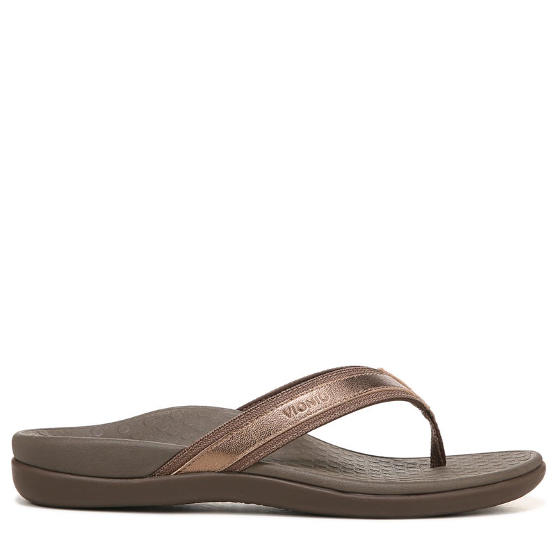 Vionic Women's Tide II Toe Post Sandal - Ladies Flip Flop with Concealed Orthotic Arch Support Bronze Metallic 5 B(M) US - Image 4