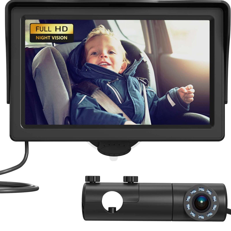 GROWNSY GROWNSY Baby Car Camera HD Display Baby Car Mirror with Night Vision Feature 43 inch Baby Car Camera with Monitor Wide Clear View Backseat Camera Rear Facing to Observe Babys Every Move 