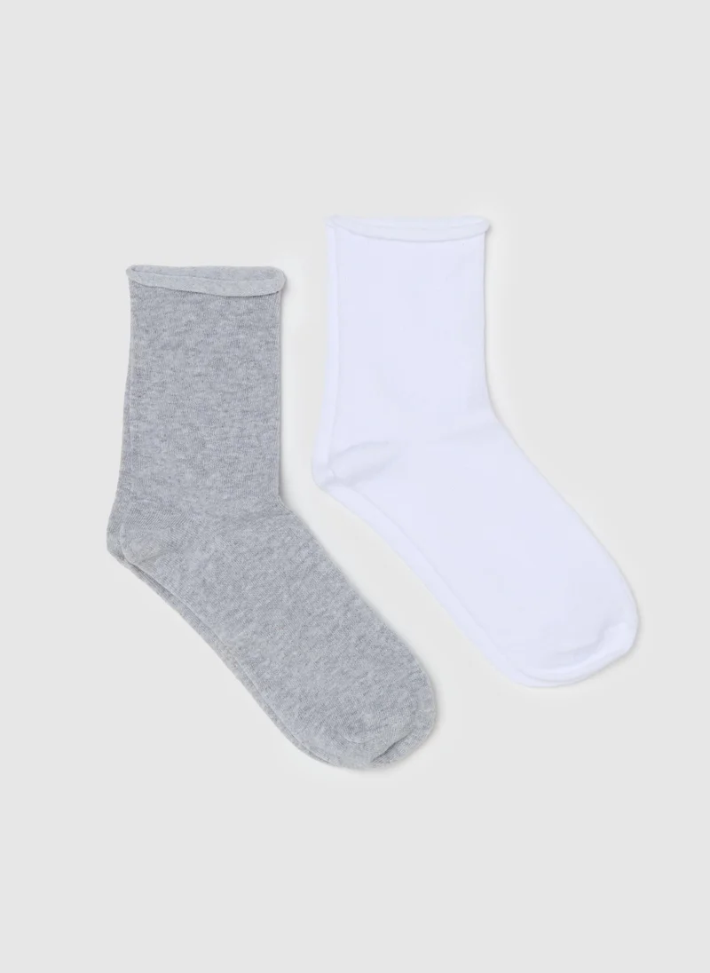 او في اس Two-Pair Pack Short Socks With Rolled Edging