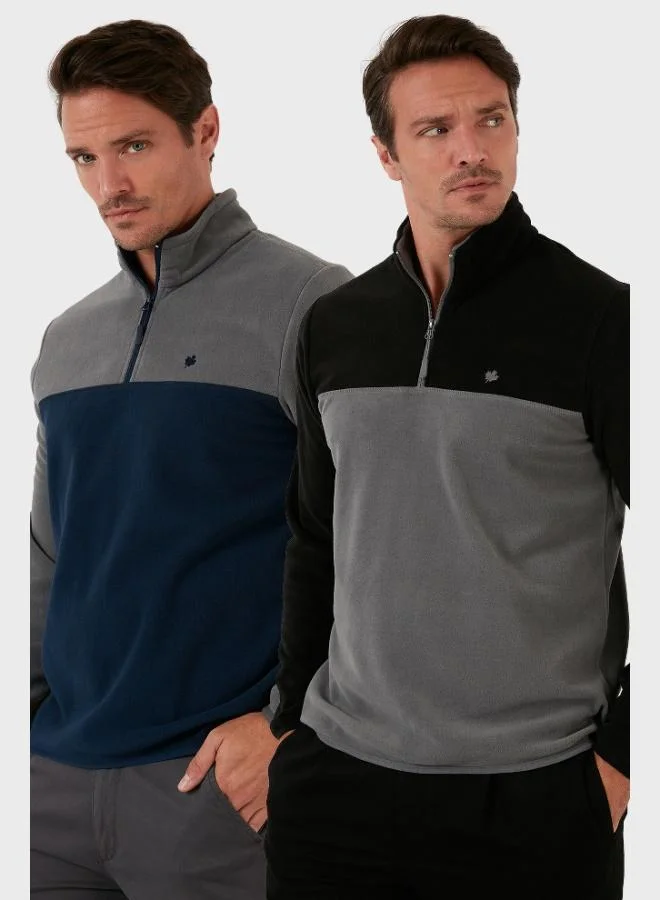 Buratti Regular Fit Anti-Pilling Non-Pilling Standing Collar Raised 2-Pack Polar Men's POLAR 5906016S2