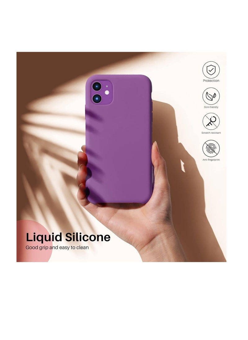 Generic - iPhone 11 Phone Case Liquid Silicone Soft Gel Rubber Cover Microfiber Lining Anti-Scratch Durable Full Body Shockproof Protective Phone - Image 1