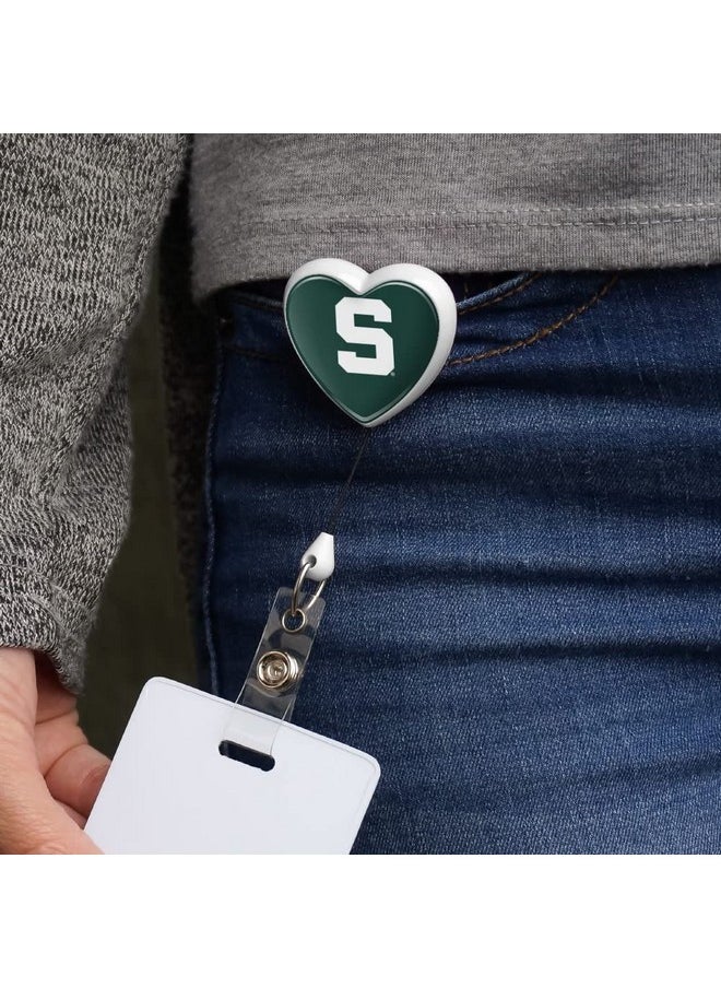 GRAPHICS & MORE - Michigan State Block S Heart Lanyard Retractable Reel Badge Id Card Holder - Image 1