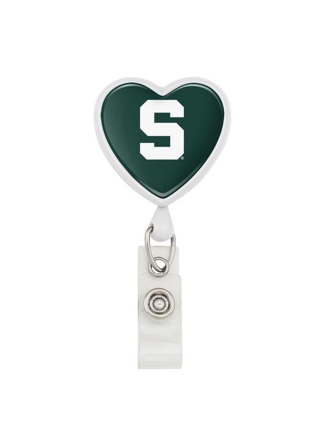GRAPHICS & MORE - Michigan State Block S Heart Lanyard Retractable Reel Badge Id Card Holder - Image 1