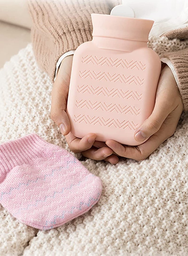 KASTWAVE Hot Water Bottle with Soft Cover Small Lovely and Reusable Bottles Hand Warmers Portable Removeable Washable Knit Covers - Image 2