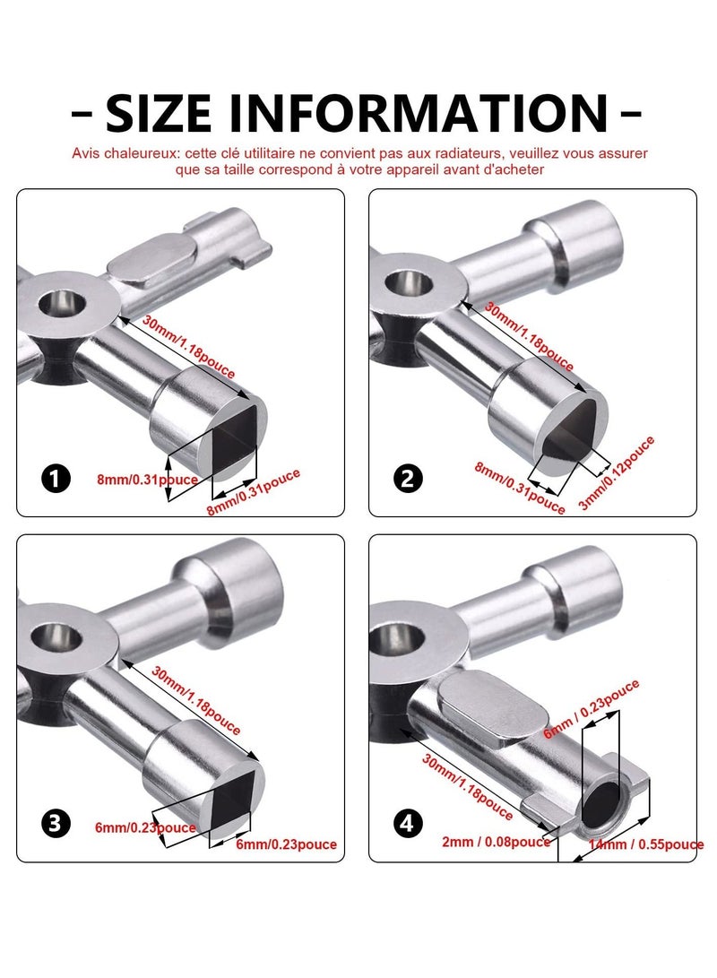 Meter Box Key Gas Key Meter Key 4 Way Multi-Functional Utilities Key for Electric Cupboard Cabinet Opening Key Silver - Image 2