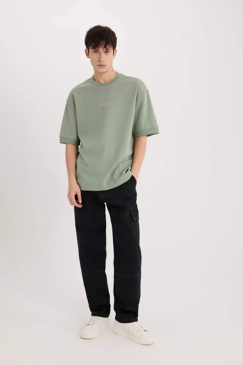 ديفاكتو Loose Fit Printed Heavy Fabric T-Shirt