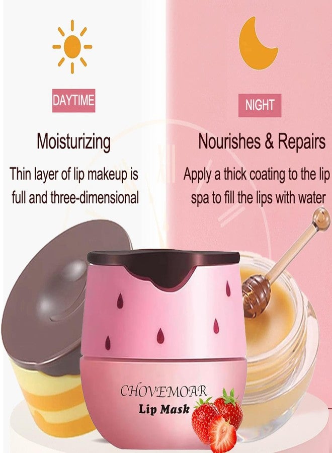 Biewals 4PCS Bee Lip Balm Honey Pot - Honey & Strawberry Mask With Brush, Moisturizing & Hydrating, Prevents Dry and Cracked Lips, Reduces Lines - Lip Care Product - Image 2