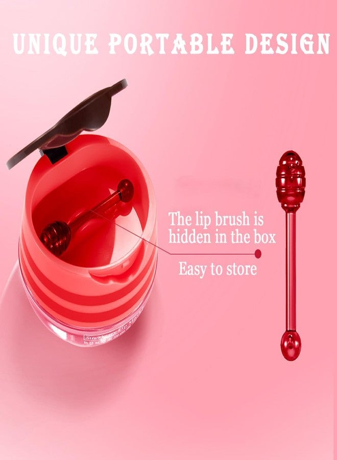 Biewals 4PCS Bee Lip Balm Honey Pot - Honey & Strawberry Mask With Brush, Moisturizing & Hydrating, Prevents Dry and Cracked Lips, Reduces Lines - Lip Care Product - Image 4