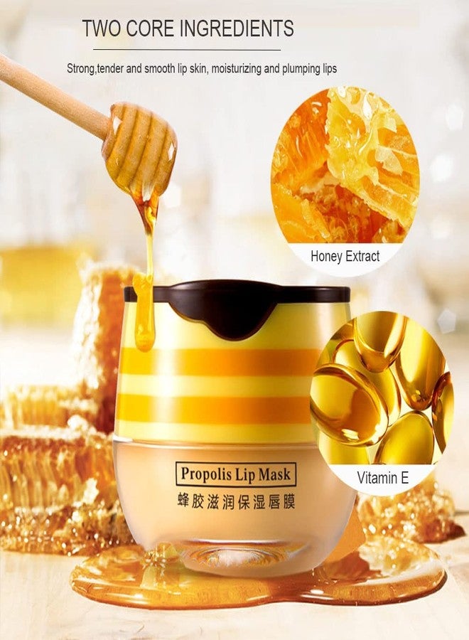Biewals 4PCS Bee Lip Balm Honey Pot - Honey & Strawberry Mask With Brush, Moisturizing & Hydrating, Prevents Dry and Cracked Lips, Reduces Lines - Lip Care Product - Image 3