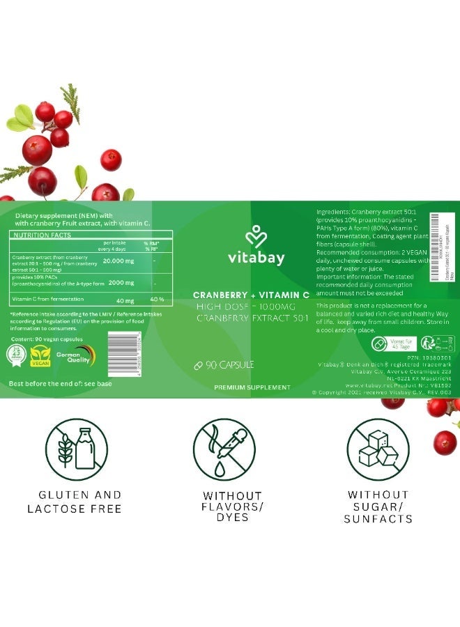 Vitabay Cranberry + Vitamin C - 90 vegan capsules - Image 3