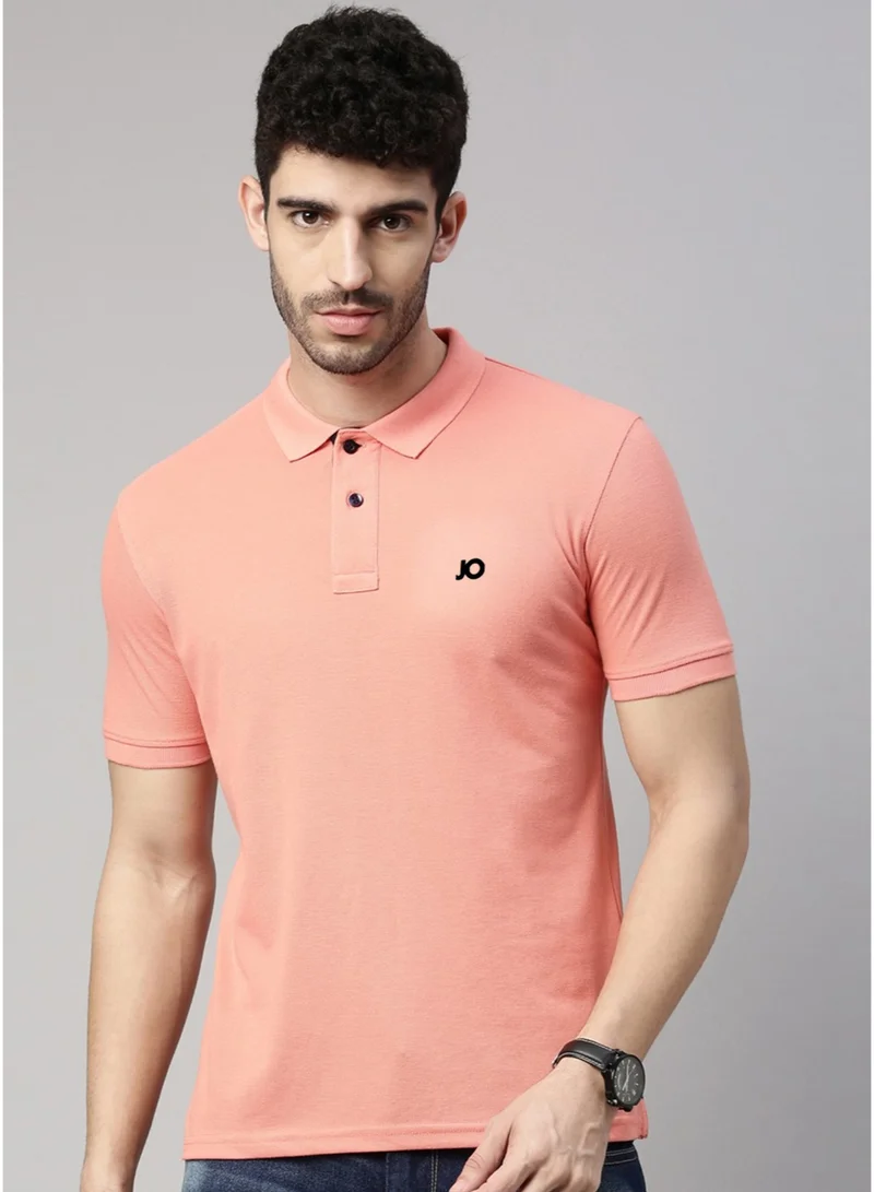 جوفن تيشيرت بولو قطن نقي رجالي بلون الخوخي