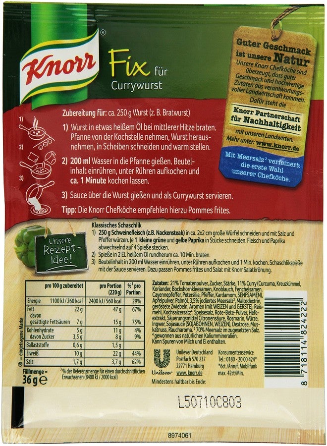 Knorr Fix Currywurst Sauce Mix, from Germany, 1.2 oz (36 g) - Image 3