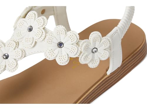 Skechers Womens SUMMER COVE BEACH BLOOM Flower Rhinestone Slingback Off White 5M - Image 3