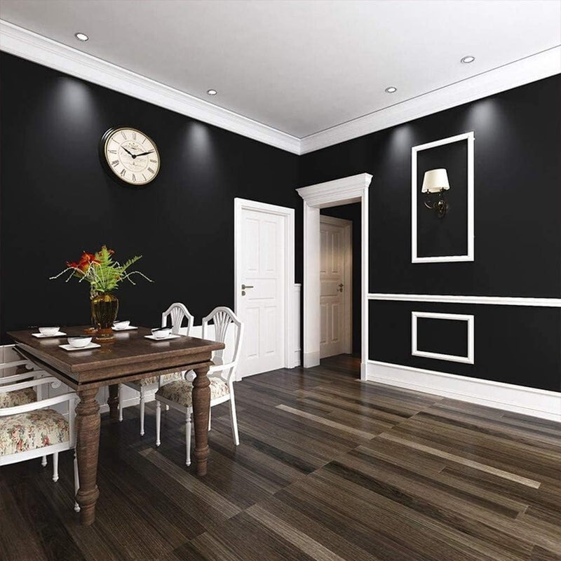practicalws 15.7" x 236.2" Black Wallpaper Self Adhesive and Removable Peel and Stick Vinyl Film Stick Paper Easy to Apply Wall Coverings Shelf Home Decorative Liner Table and Door Reform - Image 3