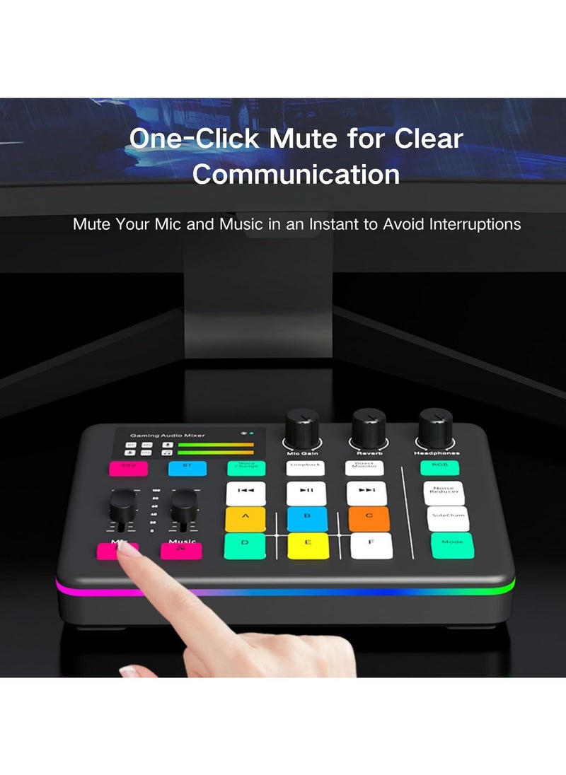 Brinaoki - Bluetooth Live Sound Card Portable Audio Sound Mixer Board For Live Streaming Podcast Microphone Sound Card With Multiple Sound Effects Audio Interface With Dj Mixer (black) - Image 1