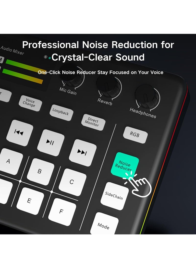 Brinaoki - Bluetooth Live Sound Card Portable Audio Sound Mixer Board For Live Streaming Podcast Microphone Sound Card With Multiple Sound Effects Audio Interface With Dj Mixer (black) - Image 1