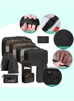 Haidue 11 Set Packing Cubes for Suitcases, Travel Essentials for Carry on, Luggage Organizer Bags Set for Travel Accessories，Black  - Image 3