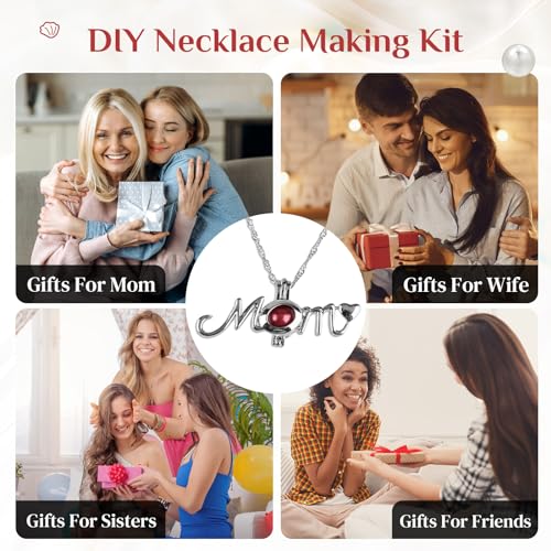MilkyWay Wish Pearl Necklace Kit, DIY Necklace Making Kit, Necklace Cage Locket Cultured Pearl in Oyster Set, 16.9", Surprise Gift For Wife, Girlfriend,Mother (MOM) - Image 4