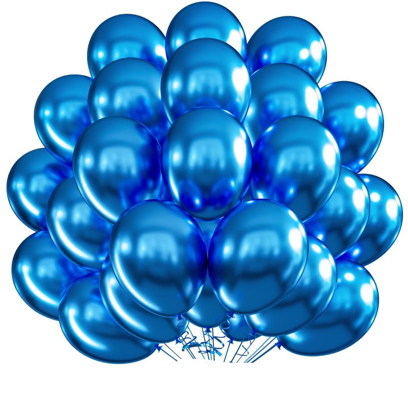 MEBAY Chrome Metallic Blue Balloons 12 inch, 100 Pcs Latex Shiny Balloons for Graduation Halloween Wedding Birthday Baby Shower Christmas Party Decoration - Image 1