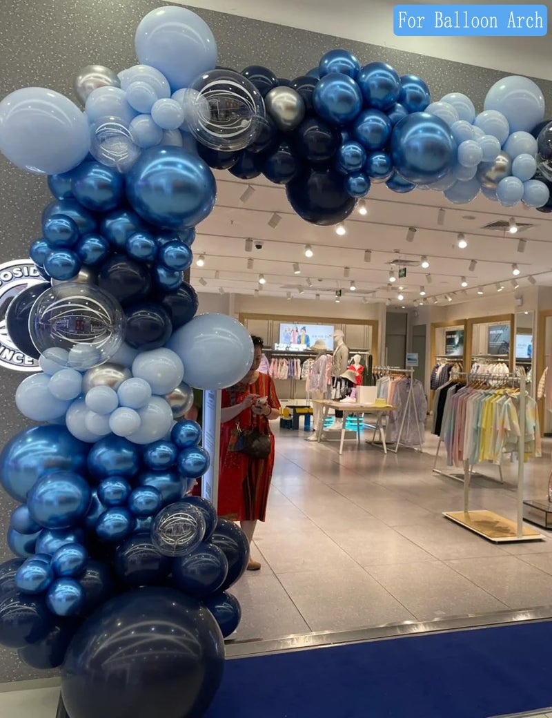 MEBAY Chrome Metallic Blue Balloons 12 inch, 100 Pcs Latex Shiny Balloons for Graduation Halloween Wedding Birthday Baby Shower Christmas Party Decoration - Image 5