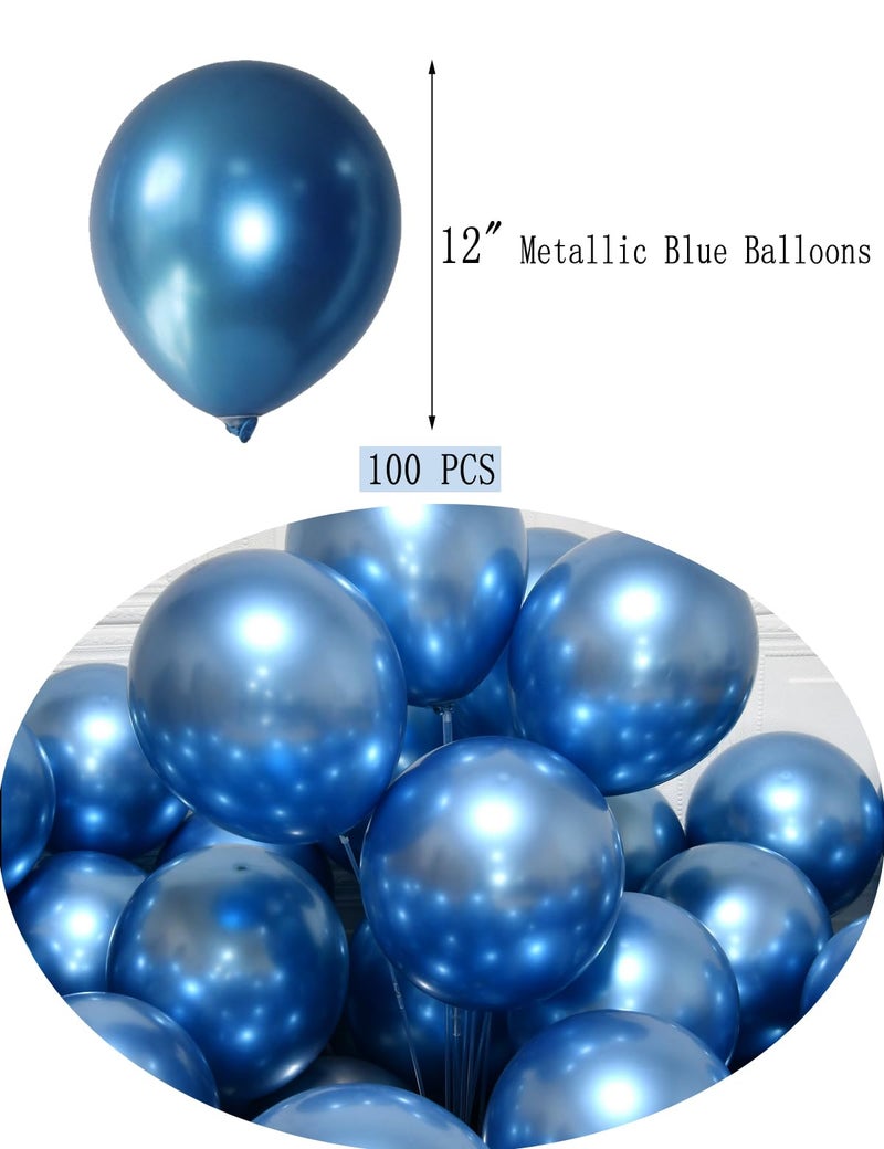MEBAY Chrome Metallic Blue Balloons 12 inch, 100 Pcs Latex Shiny Balloons for Graduation Halloween Wedding Birthday Baby Shower Christmas Party Decoration - Image 2