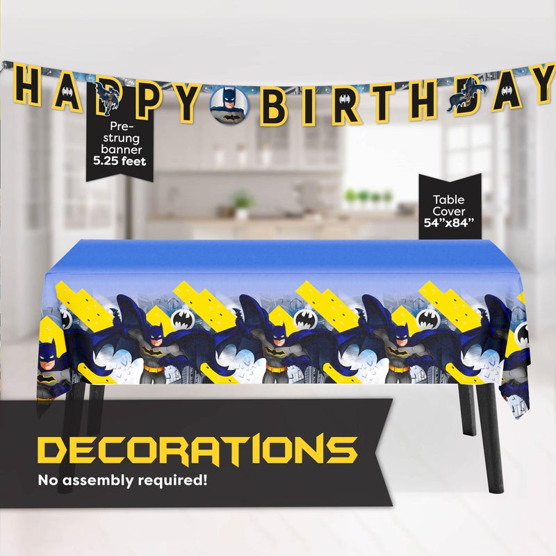 Unique Batman Birthday Party Supplies | Batman Party Supplies | Batman Birthday Decorations | Batman Party Decorations | With Banner, Table Cover, Masks, Plates, Napkins, Button | Serves 16 Guests - Image 4