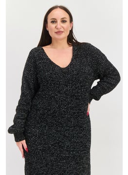 Black Tape Women Plus Size Knitted Sweater Dress, Black  - Image 2