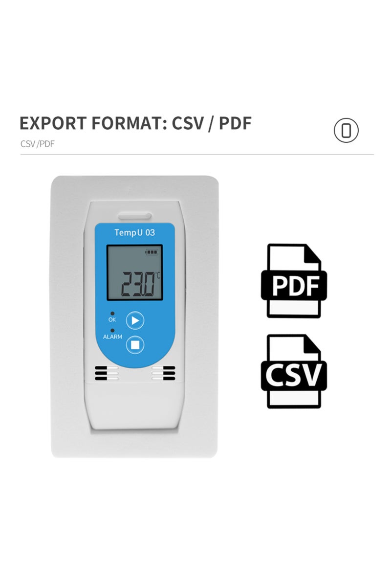 إيروريكس مسجل بيانات درجة الحرارة والرطوبة TempU 03 USB قابل لإعادة الاستخدام، مسجل بيانات درجة الحرارة والرطوبة... - Image 3
