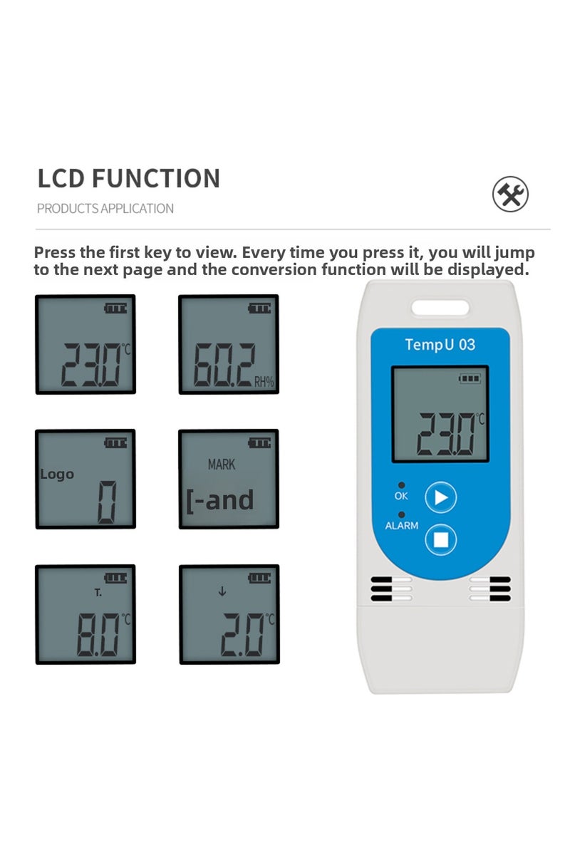 إيروريكس مسجل بيانات درجة الحرارة والرطوبة TempU 03 USB قابل لإعادة الاستخدام، مسجل بيانات درجة الحرارة والرطوبة... - Image 4