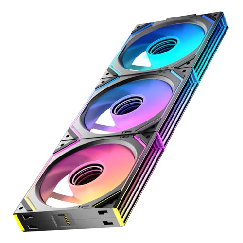 Jungle Leopard Interstellar V2 120mm PC Case Fans,Infinity Mirror Module Daisy-Chain ARGB Fan,Triple Pack Suitable for Computer Case & 360mm AIO Cooler (Black) - Image 1