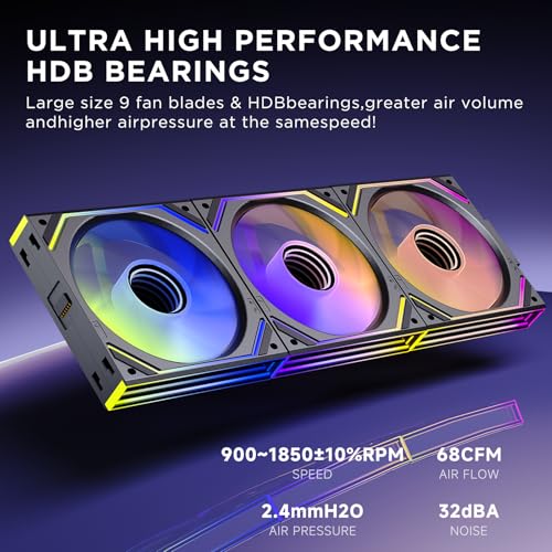 Jungle Leopard Interstellar V2 120mm PC Case Fans,Infinity Mirror Module Daisy-Chain ARGB Fan,Triple Pack Suitable for Computer Case & 360mm AIO Cooler (Black) - Image 3