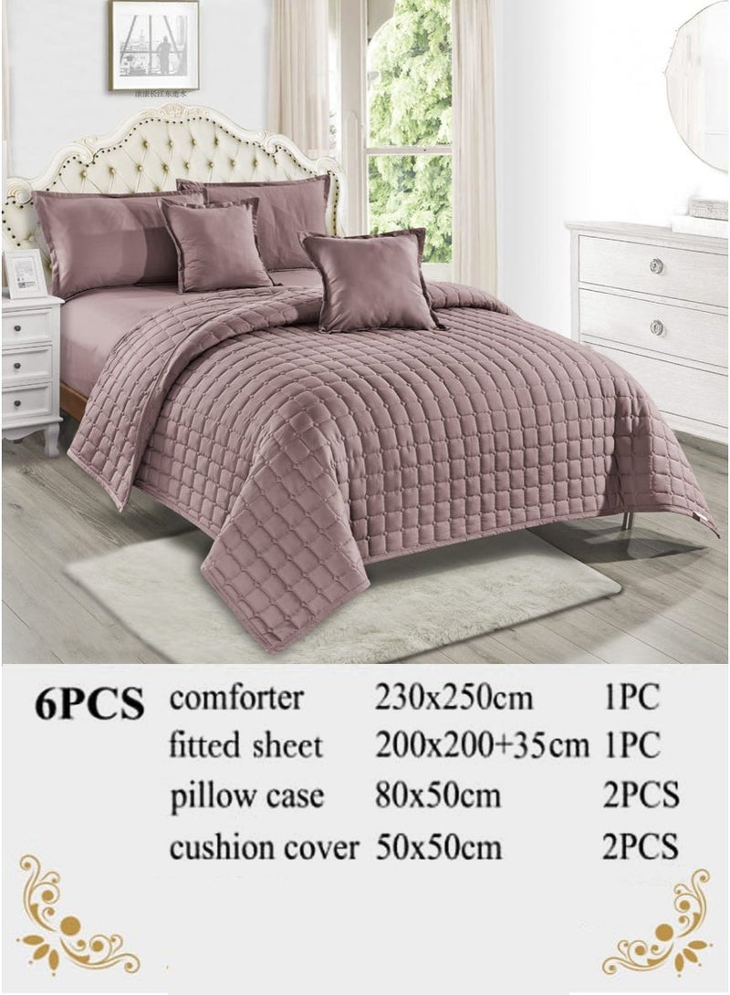 Moon King Size Summer Quilted Bedspread Set | 6 Pieces | Luxury Padded Comforter 230×250 cm | Fitted Sheet 200×200+35 cm - Image 3