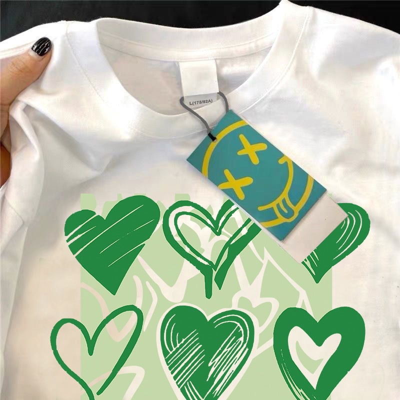 Short-Sleeved New Arrival Summer Niche Ins Clothes Stylike Short-Sleeved T-Shirt Men'S And Women'S Trendy All-Match Base Shirt Printed - Image 1