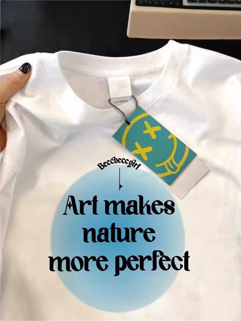 Short-Sleeved New Arrival Summer Niche Ins Clothes Stylike Short-Sleeved T-Shirt Men'S And Women'S Trendy All-Match Base Shirt Printed - Image 5