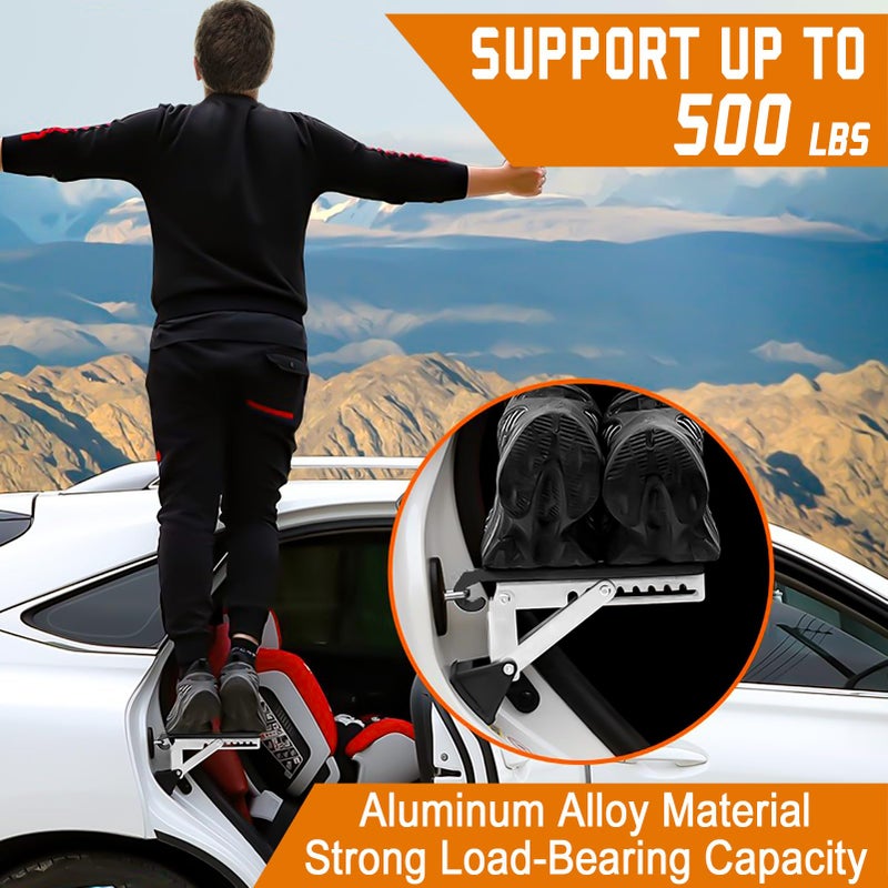 Generic Foldable Car Door Step for Car Roof Access- 7 Gear Adjustable Car Step Hook and Foldable Foot Pedal Supports Both Feet - Max Load 500 lbs - Convenient Roof Access for Most Cars, SUVs, and Trucks  - Image 2