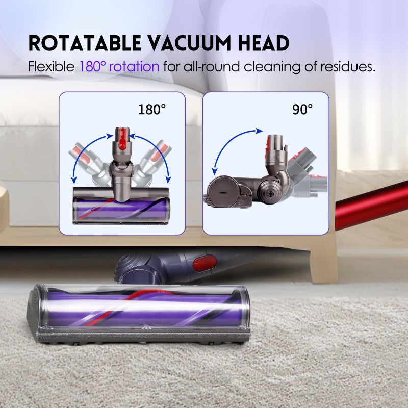 OTTWL Quick-Release Replacement Head Kit Compatible with Dyson V7 V8 V10 V11 V15 Cordless Vacuums for Hardwood Floor Carpets with Flexible Extension Hose and Dust Brush - Image 4
