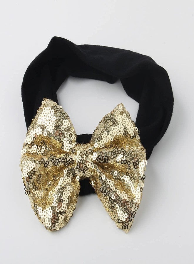 HIBA Baby Girl Diaper Cover Panty with Golden Sequin Bow and Hairband Black Color 18 to 24 Months - Image 4
