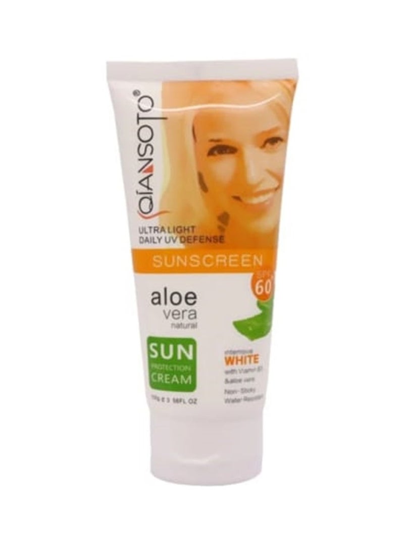 QIANSOTO Sunscreen cream with natural aloe vera, suitable for sensitive skin, with a sun protection factor of 60, 100 grams  - Image 1