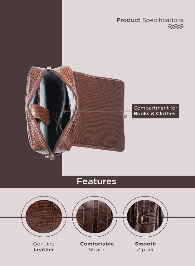 BRAND LEATHER Genuine Leather 15.6 Inch Laptop Backpack For Use Office|Travel|Scahool|College Unisex (CROCO TAN) - Image 4