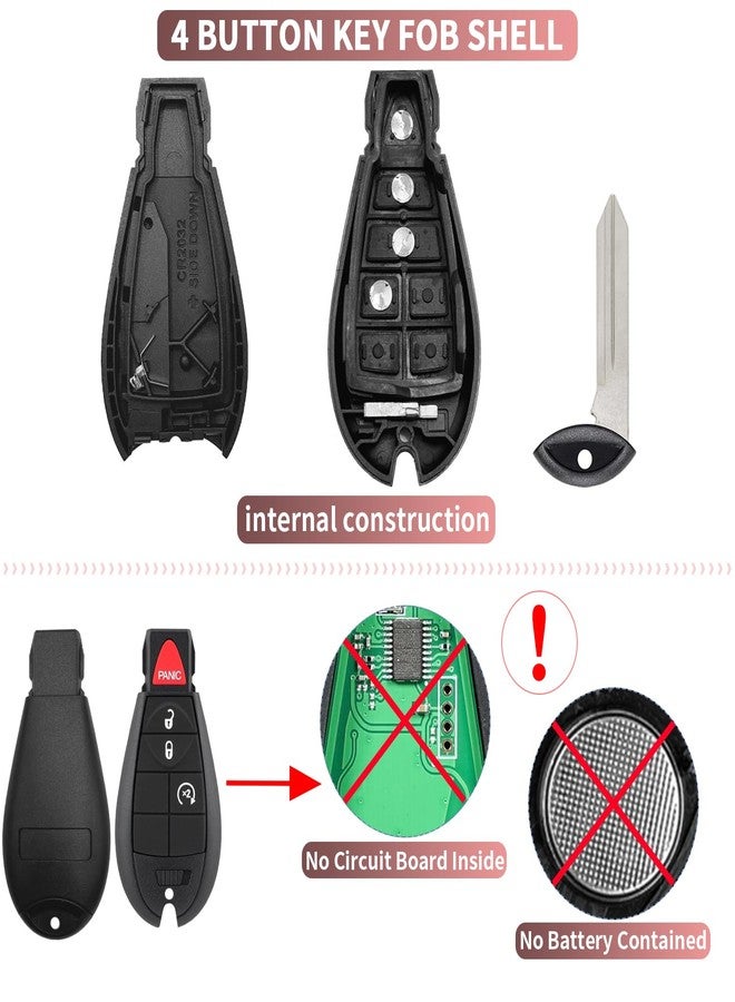JJCHQ Key Fob Case Replacement for Dodge Ram 1500 2500 3500 4500 5500 2013 2014 2015 2016 2017 2018 2019 2020 2021 GQ4-53T 56046955 Pickup Truck 4 Button Keyless Entry Remote Control Car Key Fob Shell Cover - Image 2